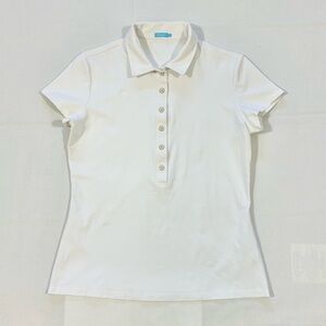 J. McLaughlin Womens Medium Court Cap Sleeve Polo Shirt White Catalina Cloth